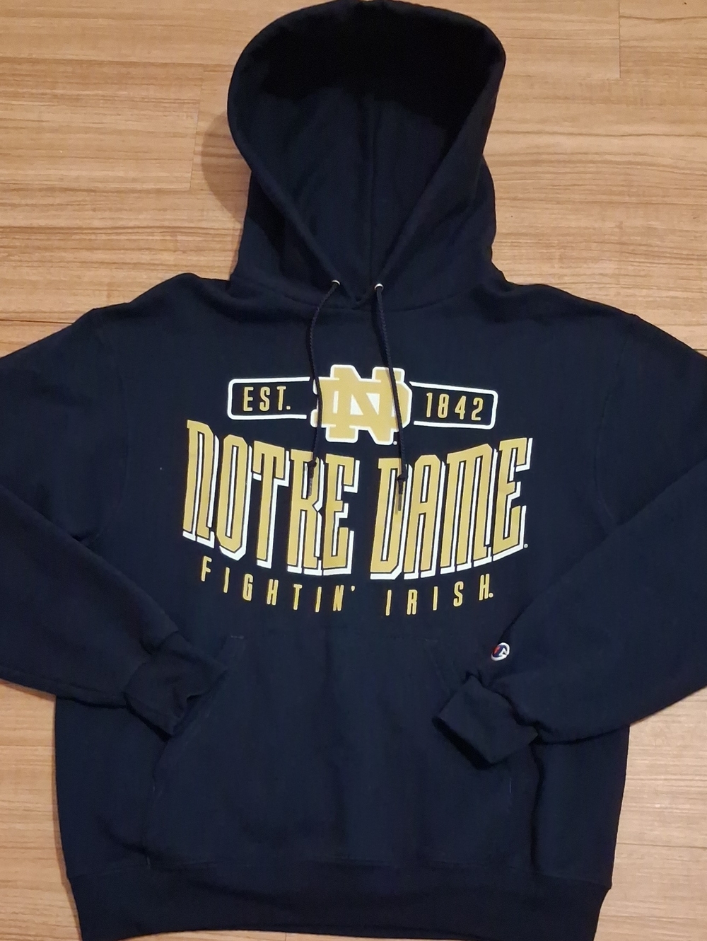 Notre Dame Fightin' Irish Navy and Gold Hoodie Champion